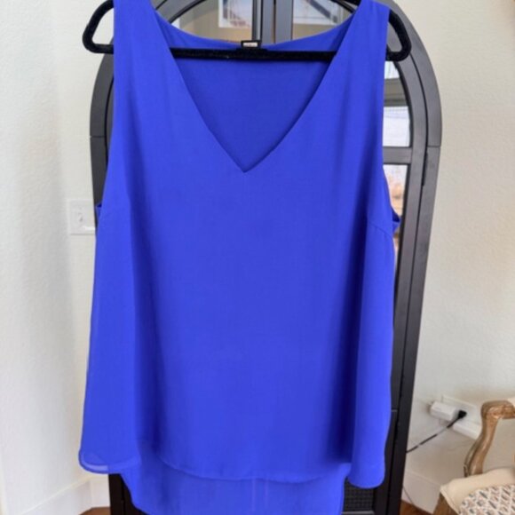 City Chic Cobalt V-Neck Sleeveless Blouse - Picture 2 of 4